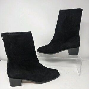 Cole Haan Women's 9 B Black Suede Leather Mid-Calf Italy Boots Square Toe